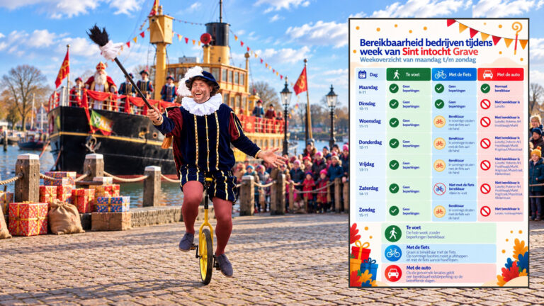 Sinterklaasintocht in Grave met Piet en stoomboot